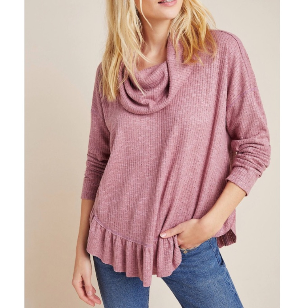 Anthropologie Ruffled Maeve Cowl Neck Sweater
